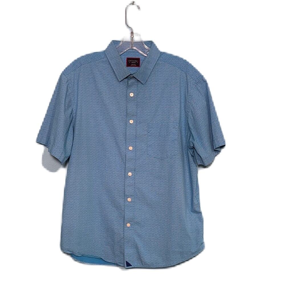 UNTUCKit Farina Wave Ocean Light Blue Casual Button Down Shirt Size M